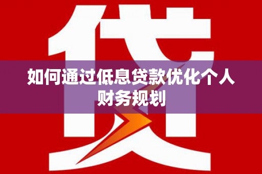 乐东如何通过低息贷款优化个人财务规划