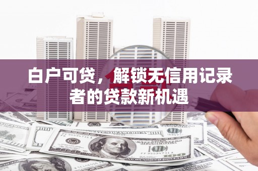 临邑白户可贷，解锁无信用记录者的贷款新机遇