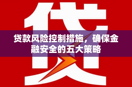 新晃贷款风险控制措施，确保金融安全的五大策略